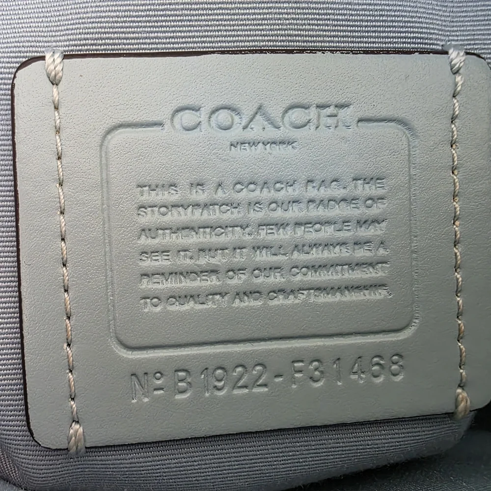 Coach Emma Satchel Crossbody Signature Coated Canvas Light Blue Leather Accents - Picture 15 of 15